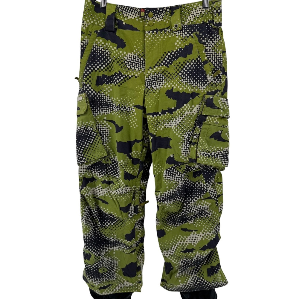 Burton‎ Cargo Snow Pants Mens S Green Black Camo Dot Print Ski Snowboard Pant